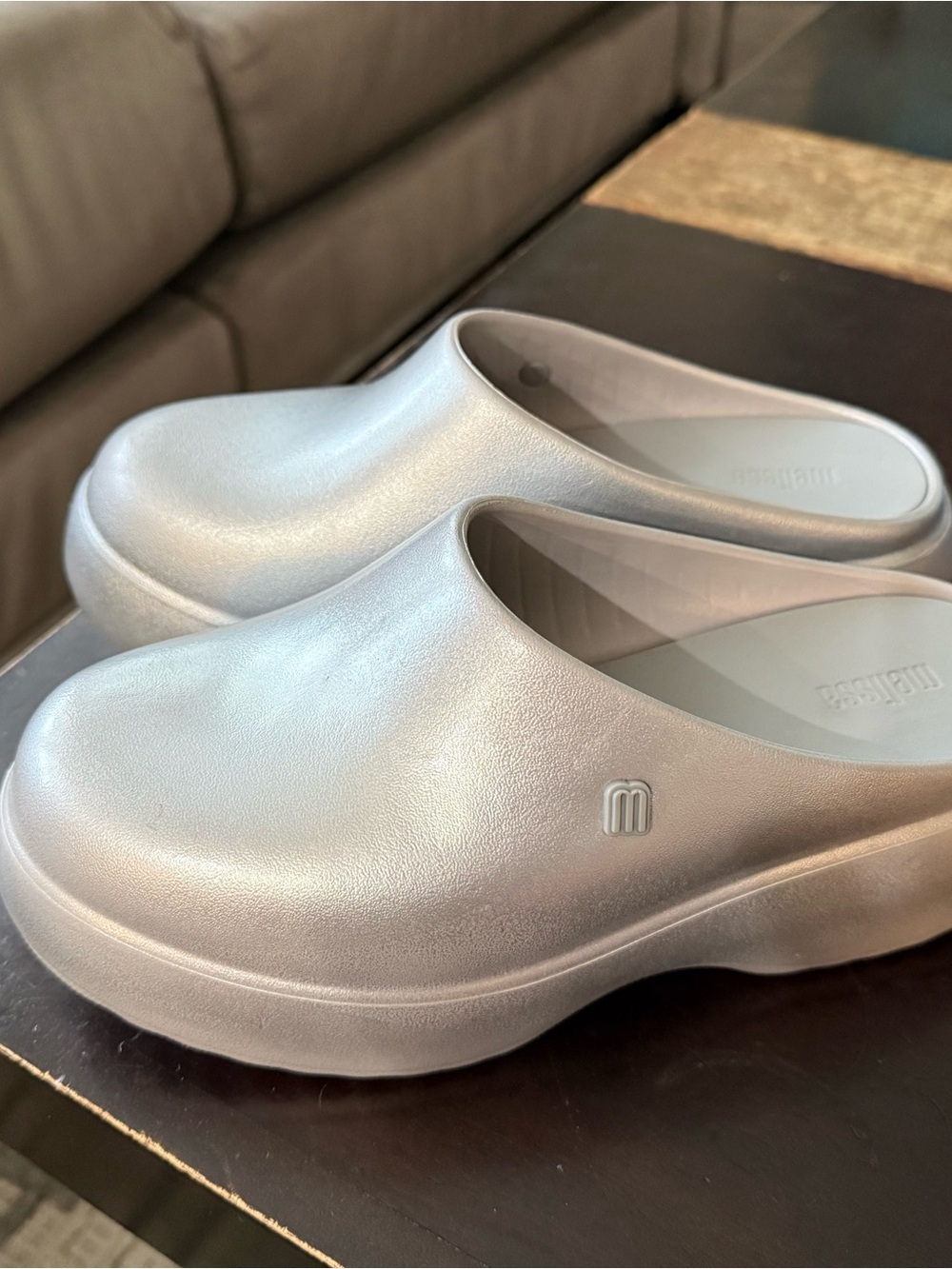 New Melissa Metallic Silver Slip-On Clog
